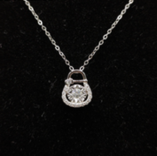 Beating Heart Handbag Moissanite 3mm 0.1CT 925 Silver Diamond Pendant Necklace Fashion Simple