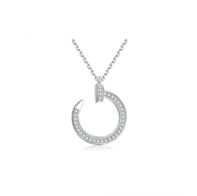 New Moon Nail Moissanite Diamond Pendant Necklace 925 Sterling Silver Fashion Simple